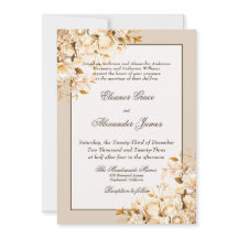 Elegante Boda Formal Floral de Oro y Marfil