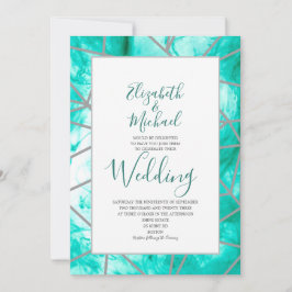 Invitación Elegante Boda formal geométrico azul acuático