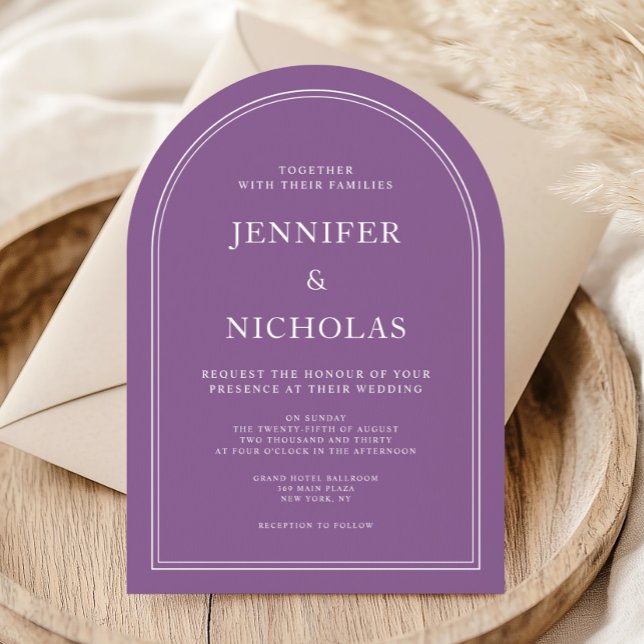 Invitación Elegante Boda formal Lilac Purple francés (Elegant Formal French Lilac Purple Wedding Invitation)