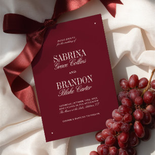 Invitación Elegante Boda Formal Moderna de Borgoña y Marfil