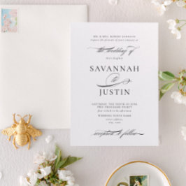 Invitación Elegante Boda formal negro y blanco