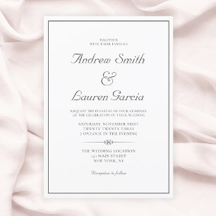 Invitación Elegante Boda Formal Palabras Tradicionales