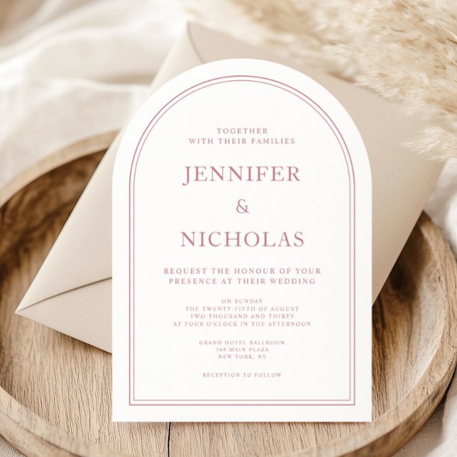 Invitación Elegante Boda formal rosa clásico (Elegant Classic Formal Pink Wedding Invitation)