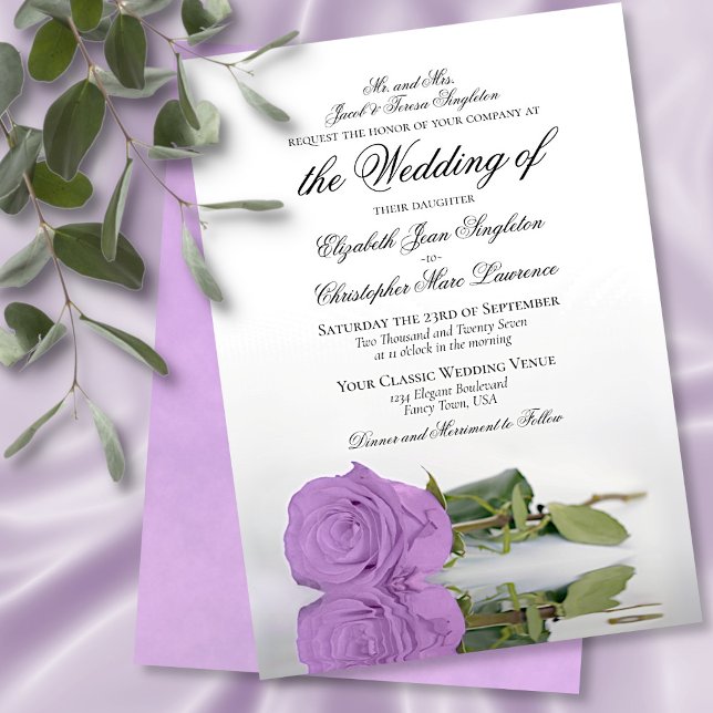 Invitación Elegante Boda formal Rosa Lilac Purple (Subido por el creador)