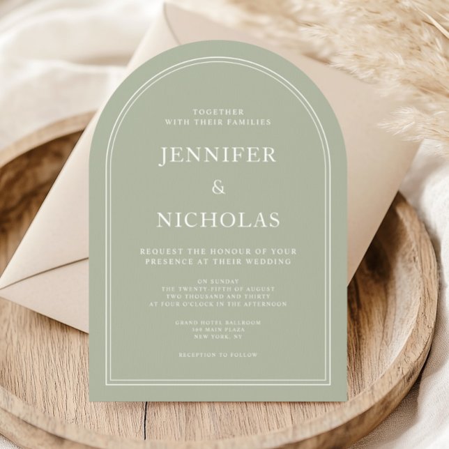 Invitación Elegante Boda formal Sage Green (Elegant Classic Formal Sage Green Wedding Invitation)