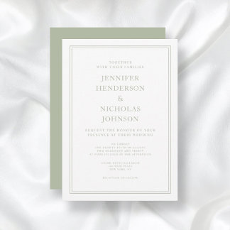 Invitación Elegante Boda formal Sage Green