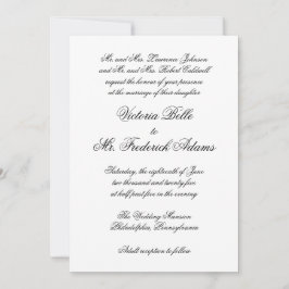 Invitación Elegante Boda formal tradicional blanco y negro