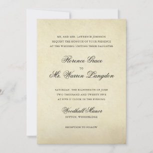 Invitación Elegante Boda formal vintage