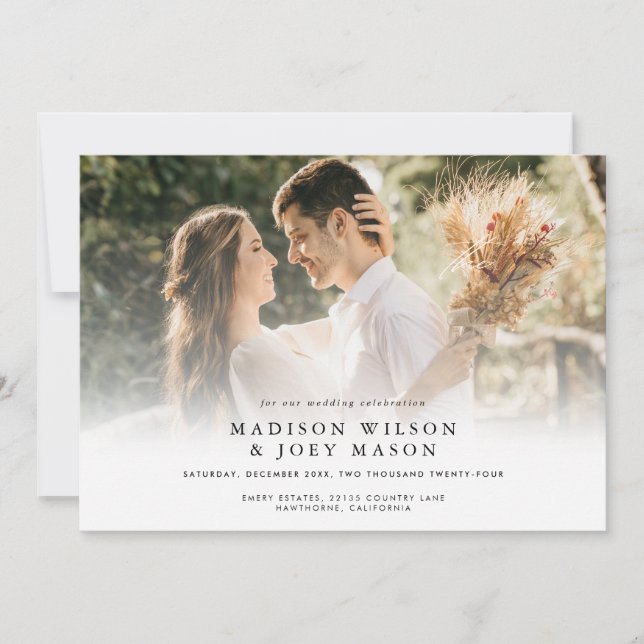 Invitación Elegante Boda Foto transición suave (Anverso)