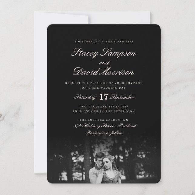Invitación Elegante Boda fotográfico (Anverso)