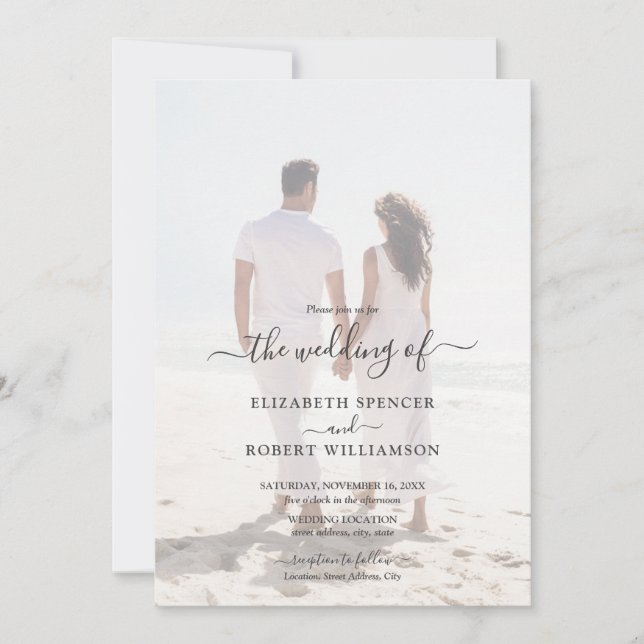 Invitación Elegante Boda fotográfico (Anverso)