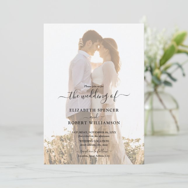 Invitación Elegante Boda fotográfico (Anverso de pie)