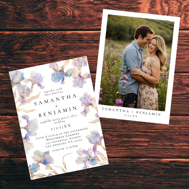 Invitación Elegante Boda fotográfico Boho Iris (Subido por el creador)