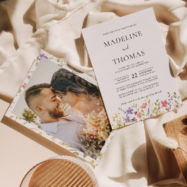 Invitación Elegante Boda fotográfico Boho Wild Flower