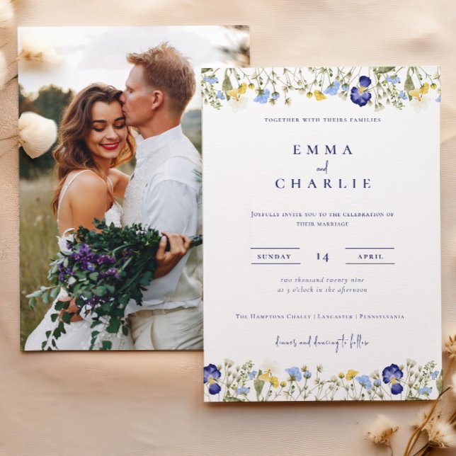 Invitación Elegante Boda fotográfico Boho Wildflowers (Subido por el creador)