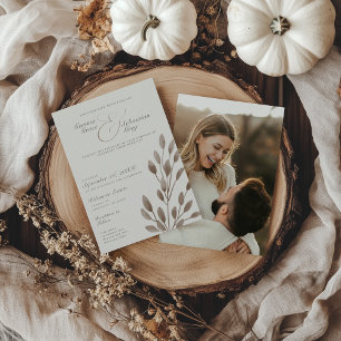 Invitación Elegante Boda fotográfico botánico de Marfil & Ash