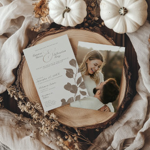 Invitación Elegante Boda fotográfico botánico de Marfil & Ash