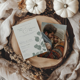 Invitación Elegante Boda fotográfico botánico de marfil y sal