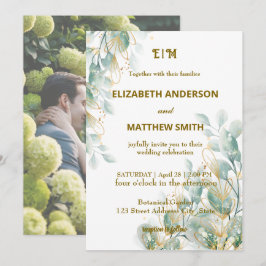 Invitación Elegante boda fotográfico botánico de parejas