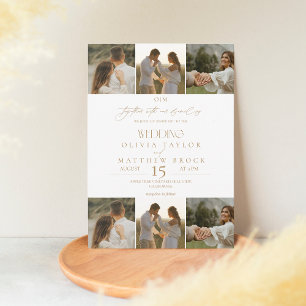 Invitación Elegante Boda fotográfico de Boho Beige y Blanco