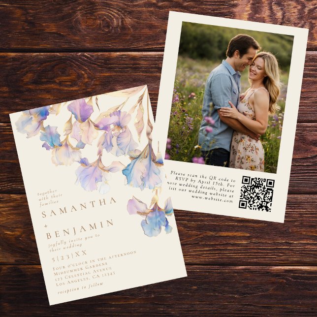 Invitación Elegante Boda fotográfico de código Iris QR (Subido por el creador)