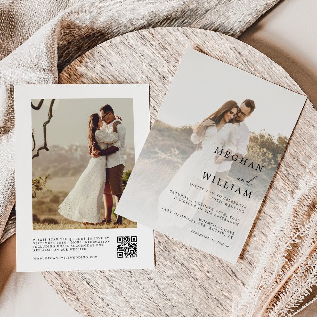 Invitación Elegante Boda fotográfico de código QR (Subido por el creador)