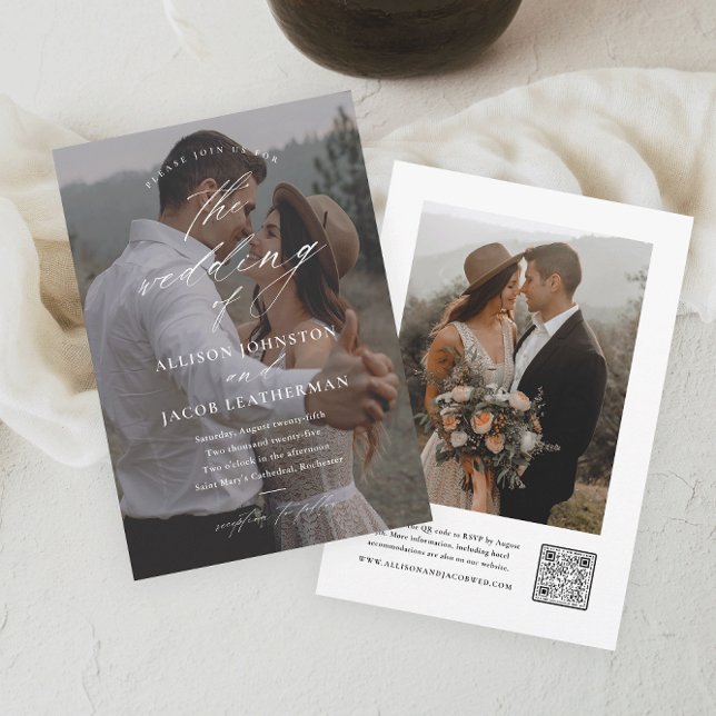 Invitación Elegante Boda fotográfico de código QR (Subido por el creador)