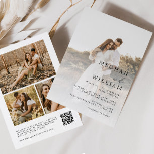 Invitación Elegante Boda fotográfico de código QR