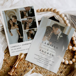 Invitación Elegante Boda fotográfico de código QR