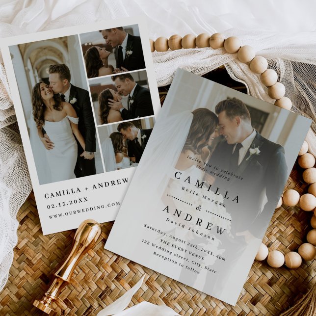 Invitación Elegante Boda fotográfico de código QR (Subido por el creador)