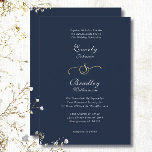 Invitación Elegante Boda fotográfico de código QR de oro blan