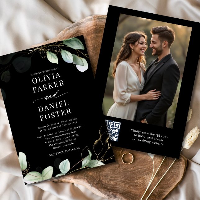 Invitación Elegante Boda fotográfico de código QR para eucali (Subido por el creador)