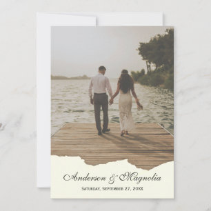 Invitación Elegante Boda fotográfico de escritura blanca mode