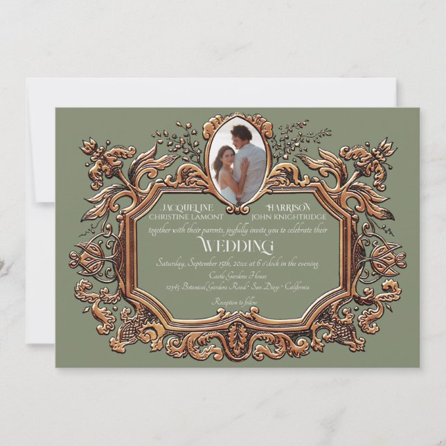 Invitación Elegante Boda fotográfico de estilo Art Nouveau Ro (Anverso)