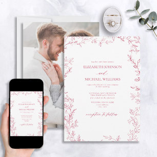 Invitación Elegante Boda fotográfico de hoja mínima Vivid Mag