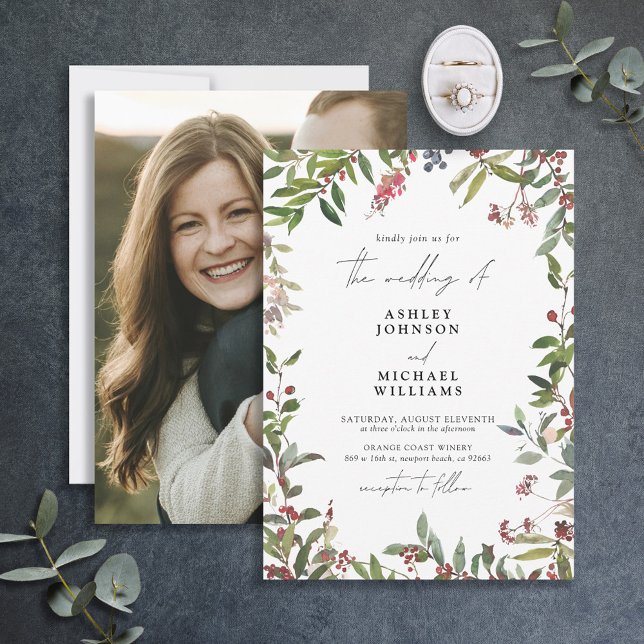 Invitación Elegante Boda fotográfico de invierno Wildflower B (Subido por el creador)