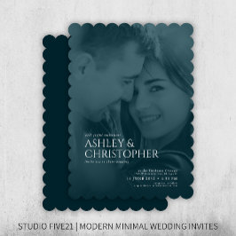 Invitación Elegante Boda fotográfico de la Marina Azul Duoton