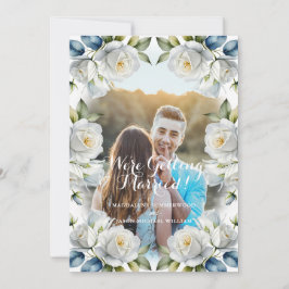 Invitación Elegante Boda fotográfico de marco rosa blanco