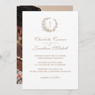 Invitación Elegante Boda fotográfico de monograma y pareja