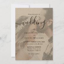 Elegante Boda fotográfico de papel Kraft Script