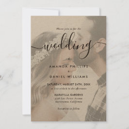 Invitación Elegante Boda fotográfico de papel Kraft Script