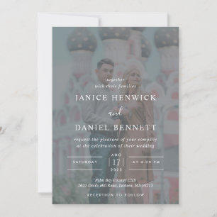Invitación Elegante Boda fotográfico Faux Vellum blanco y neg