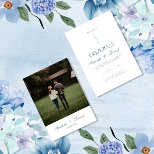 Invitación Elegante Boda fotográfico Minimalista blanco