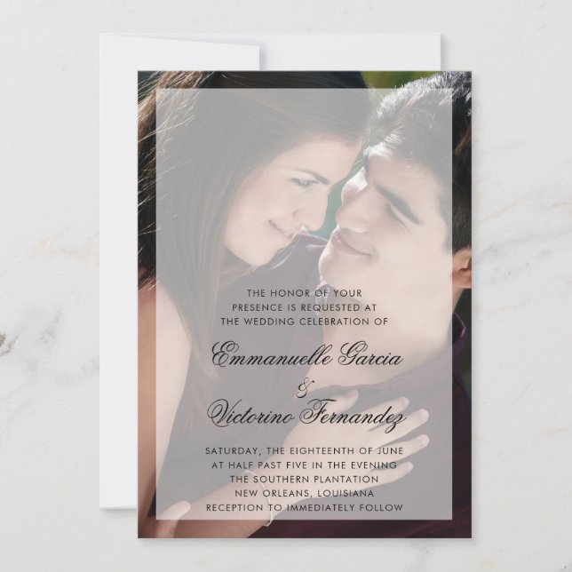 Invitación Elegante Boda fotográfico moderno (Anverso)