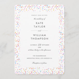 Invitación Elegante Boda fotográfico Rainbow Confetti