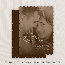 Invitación Elegante Boda fotográfico Sepia Duotone
