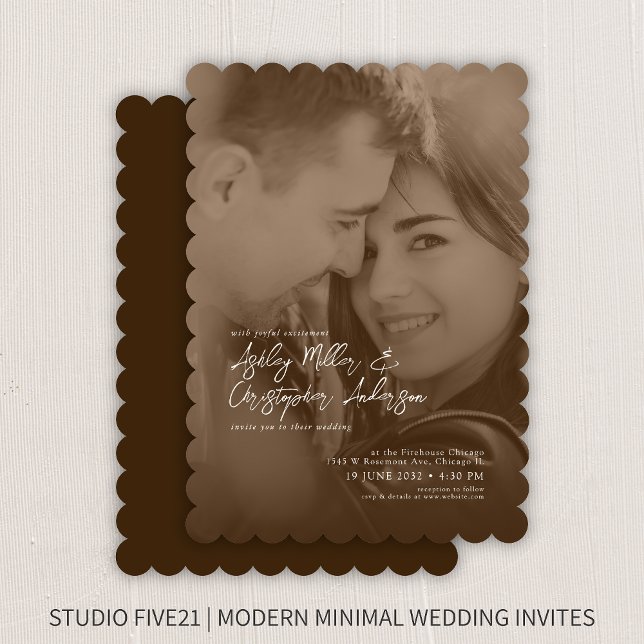 Invitación Elegante Boda fotográfico Sepia Duotone (Subido por el creador)