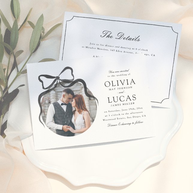 Invitación Elegante Boda fotográfico todo en uno en blanco y  (Subido por el creador)