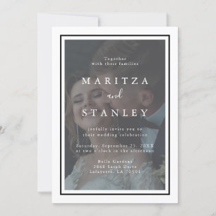 Invitación Elegante Boda fotográfico Velllum White & Black Fr