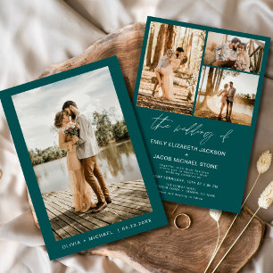 Invitación Elegante Boda fotográfico verde verde verde verde